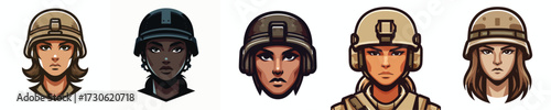 vector avatar of a female soldier's face
