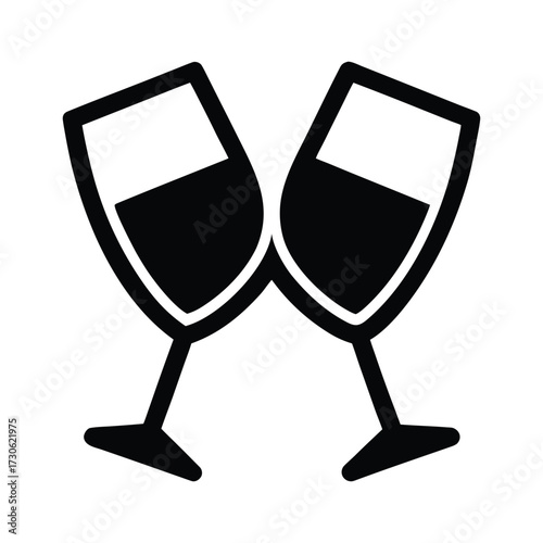 Two black wine glasses clinking filled with dark red liquid clinking glasses toasting