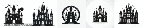 vector silhouette of a spooky castle