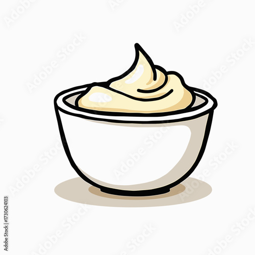Creamy dip in a white bowl on a light background  