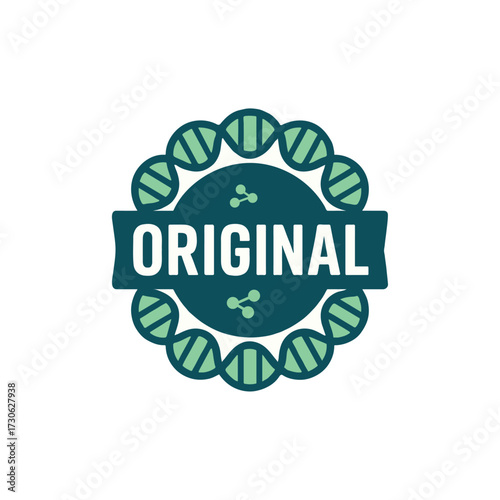 ORIGINAL badge formed by interlocking DNA helix shapes around the border
