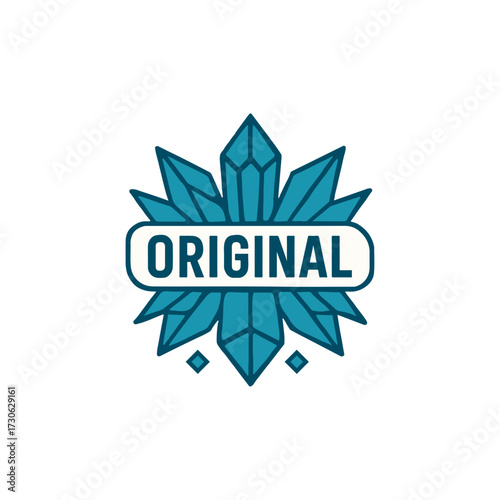 Vector badge shaped like overlapping crystal shards radiating outward