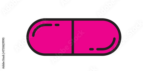 Pink capsule pill illustration isolated on white background for medical or pharmaceutical use and healthcare concepts