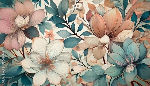 an elegant abstract floral pattern with subtle textures and light airy colors conveying a sense of delicacy and grace ai generative