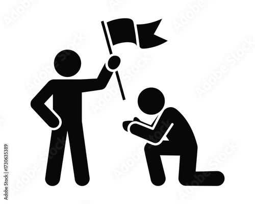 Victory and submission stick figures vector illustration scalable eps icon silhouette vector illustration white background