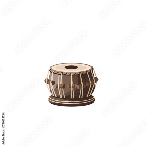 Simple & Elegant Flat 2D Vector Illustration of a Tabla Icon - Minimalist Indian Percussion Graphic on White