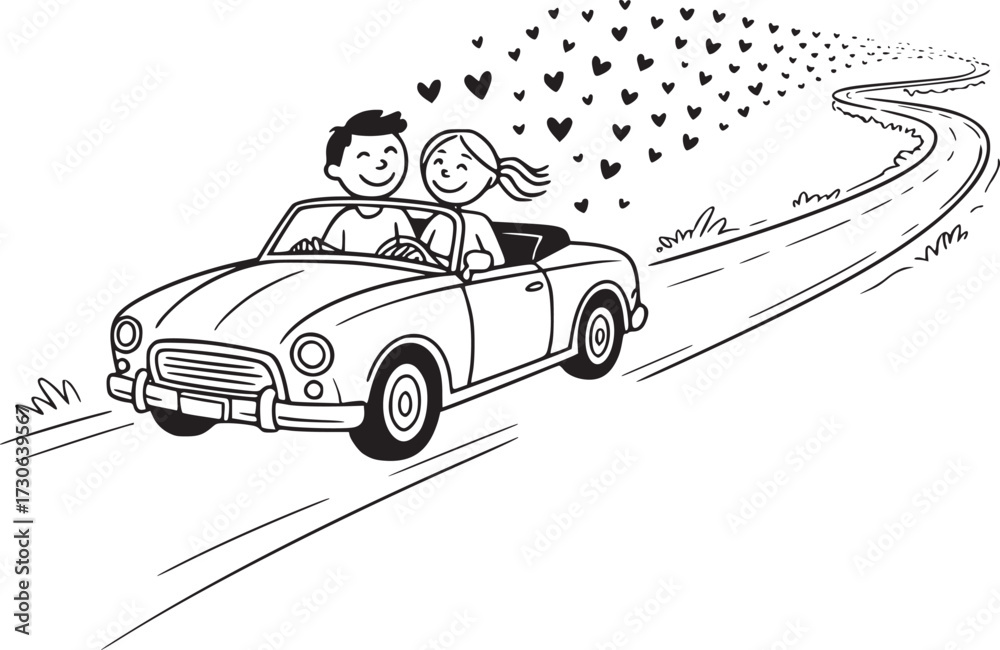 Love Doodle Couple Sketch Engagement Photo Vector Graphics