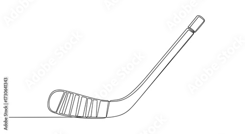 Hockey Stick in Minimalist Line Art Style Representing Sports Equipment on White Background