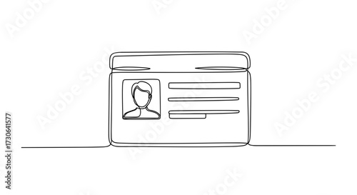 Minimalist Line Art ID Card Illustration in Black and White Representing Personal Identification on White Background