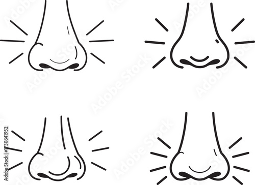 Four different nose silhouettes with sensation lines