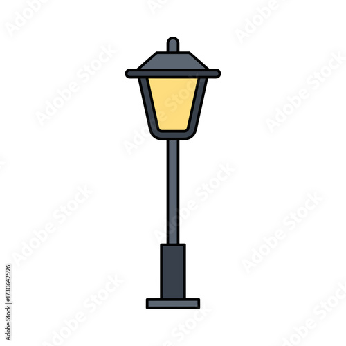 Simple street lamp with warm light in minimalist design  