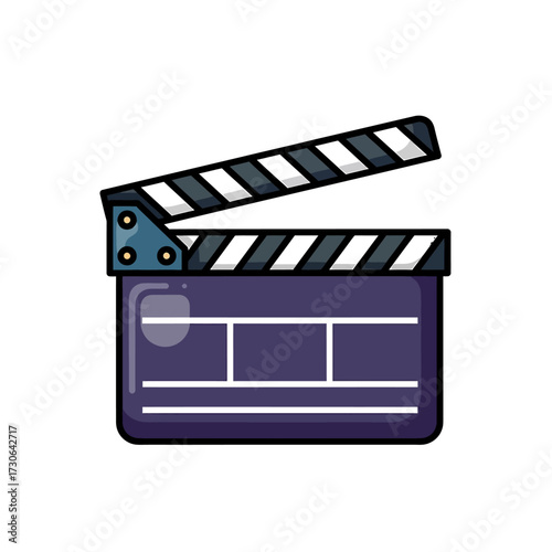 A detailed illustration of a clapperboard, a tool used in the film industry for production.