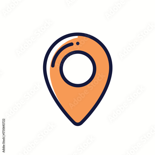 A simple, stylized orange and navy blue map marker icon with a white circle inside. Free Download A simple, stylized orange and navy blue map marker icon with a white circle inside. - GFXLoad