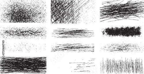 Crosshatch Pattern Texture Set, Hand Drawn Pencil Line Sketch Vector Illustration Hand Drawn Hatching Line Texture Set, Crosshatch Stippled Pencil Sketch vector design on transparent background.