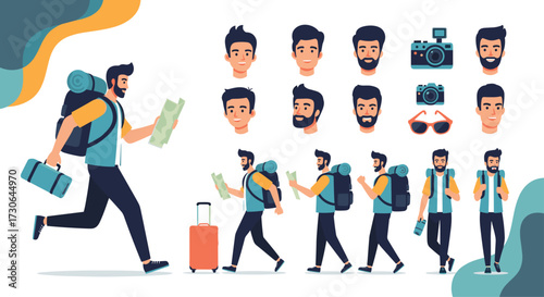 Man with backpack and map exploring new destinations on a journey.