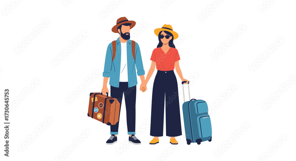 Fototapeta premium A couple holding hands and ready for their next adventure together.