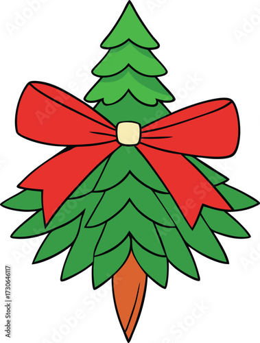 spruce needles twisted into a christmas bow