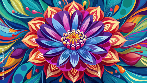 very beautiful Colorful flower stands out against vibrant background showcasing creative art display