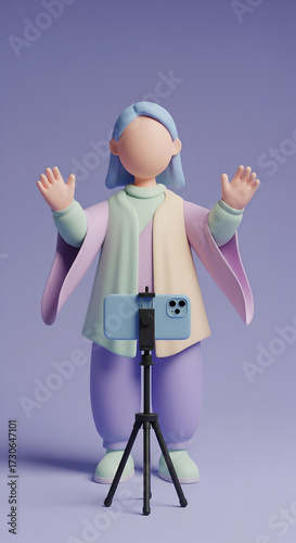 3D Character Recording Video with Smartphone on Tripod