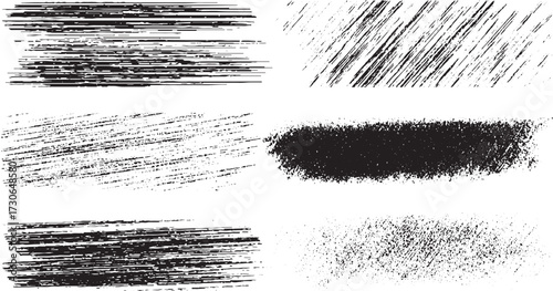 Grunge Pencil Crosshatch Texture Set – Black and White Scribble Scratch Shading Grunge Wall– Abstract Gritty, Rough Vintage Distressed  Illustration vector design on transparent background.