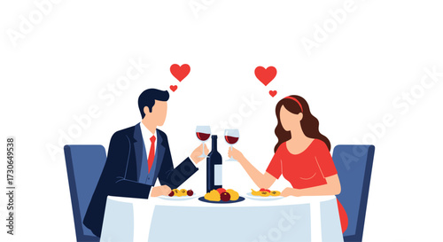A couple enjoys a romantic dinner date at a restaurant.
