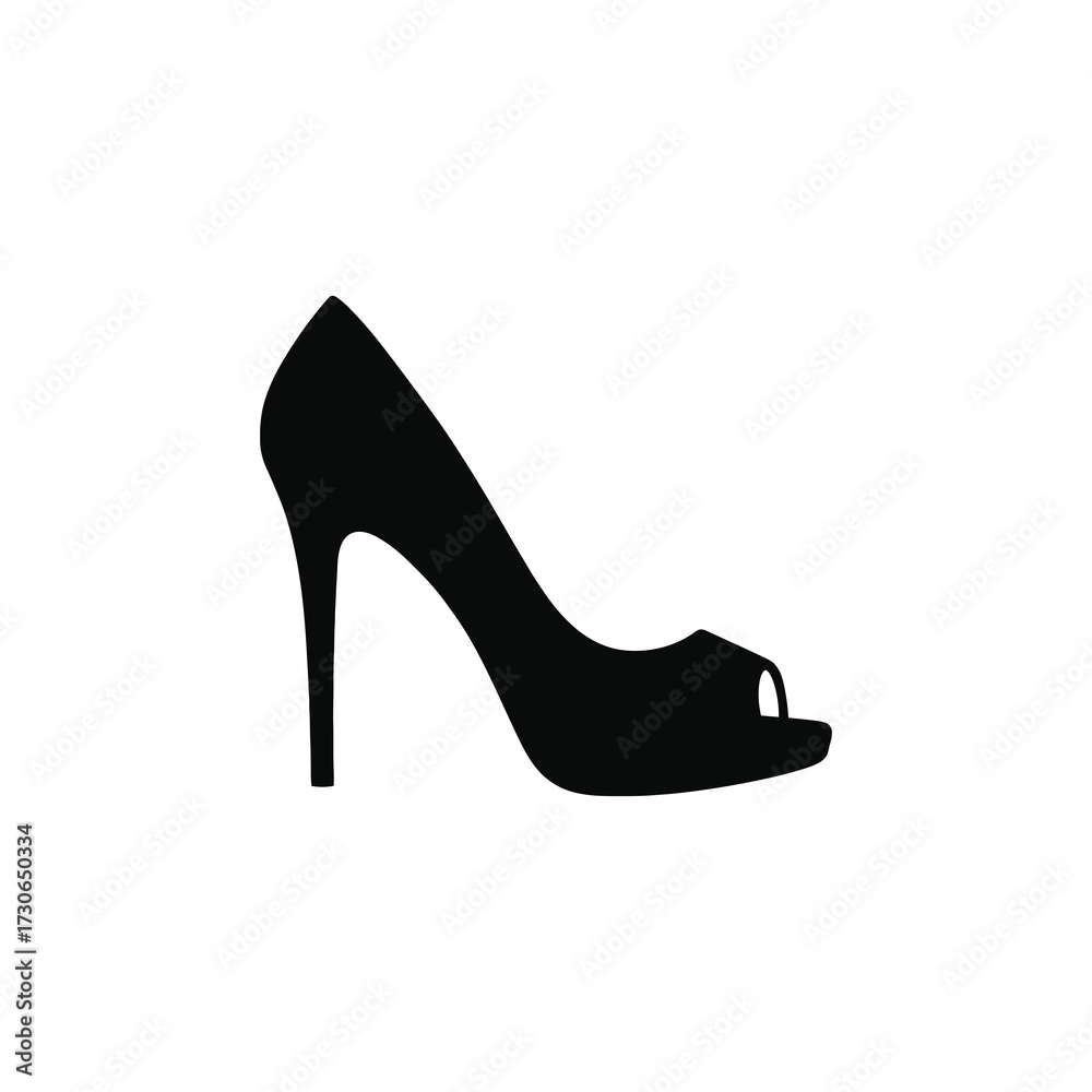 Fototapeta premium Peep-Toe High Heel Silhouette Vector – Elegant Women’s Stiletto