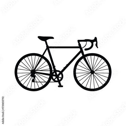 Road Racing Bicycle Silhouette Vector – Drop Handlebars, Lightweight