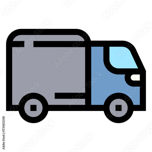 Icono de camión de carga. Vehículo de transporte pesado utilizado para traslado de mercancías y logística. Ilustración vectorial
