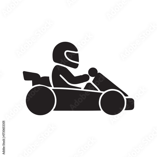 Kart Racing Vector Illustration – Go Kart Driver Silhouette on white background