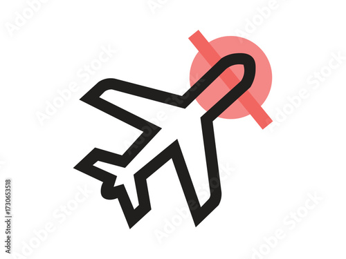 Airplane mode icon isolated on white background, indicating flight restrictions