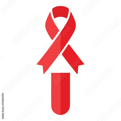 Vector art of red ribbon and test tube symbol for aids awareness