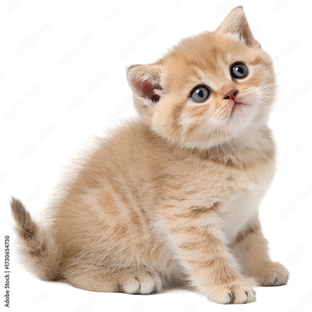 Obraz premium Golden Gaze: A captivating portrait of a ginger kitten with big, innocent eyes, bathed in soft light and an air of curiosity.