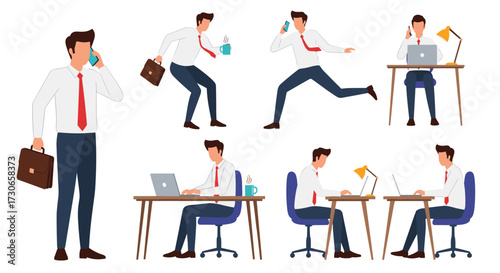 A businessman engaged in various activities and tasks.