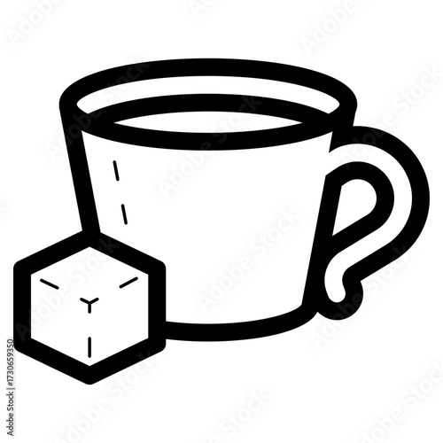 coffee cup drink with sugar cube icon