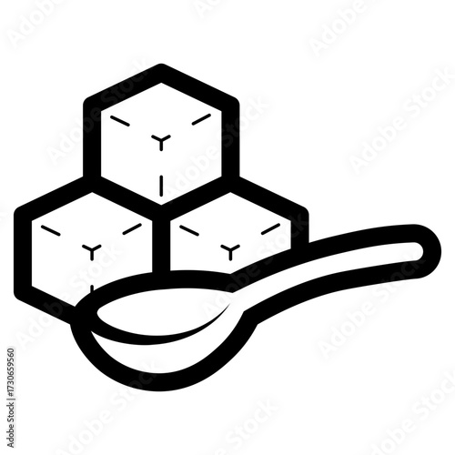 sugar cubes stack with spoon icon