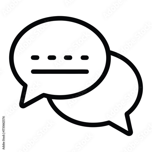 Two overlapping black chat bubbles with dots and line speech bubble conversation