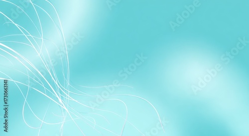 Light, flowing lines create a soft, ethereal backdrop against a gentle teal gradient.