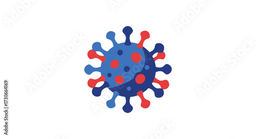 Blue and red virus cell structure illustration a striking visual silhouette