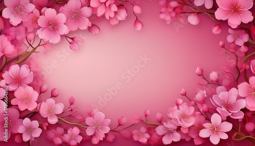 pink background with border of pink flowers