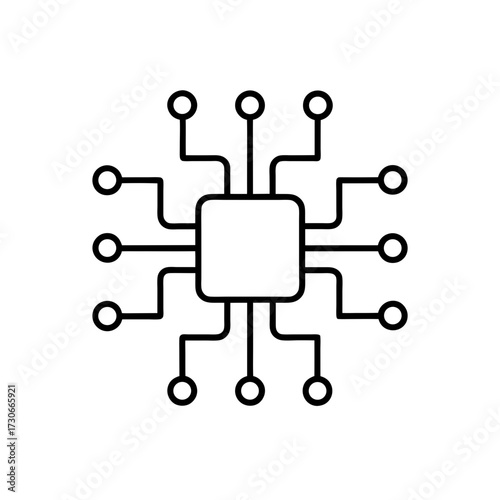 Schematic diagram of a microchip design silhouette