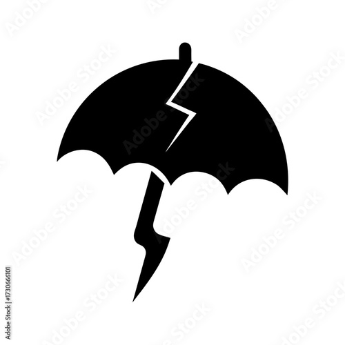 Silhouette broken umbrella icon storm damage minimalist design vector illustration with white background  