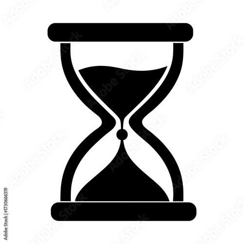 Silhouette hourglass with clock symbol time passing minimal vector design with white background  