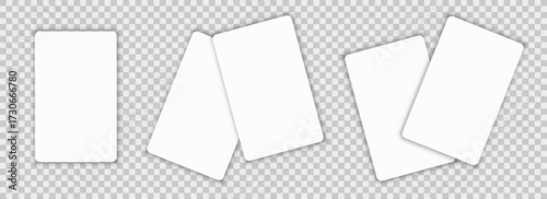 Mockup realistic white card set, discount gift card paper placeholder template mockup with shadows effect, mockup visit card or playing cards top view