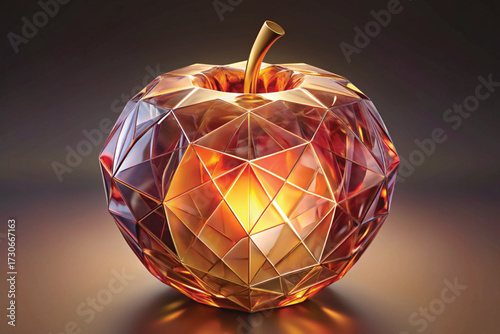 Geometric Golden Apple With Internal Glow fruit