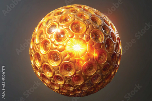 Golden Orb With Internal Light Source sphere abstract
