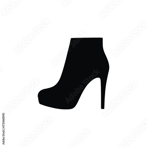 Ankle Bootie Silhouette Vector – High Heel Short Boot for Women
