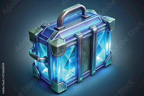 Ornate Blue Crystal Treasure Chest container storage