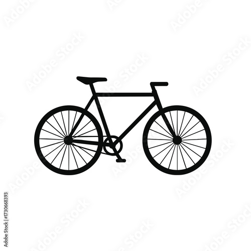 Classic Bicycle Silhouette Vector – Diamond Frame with Flat Bar