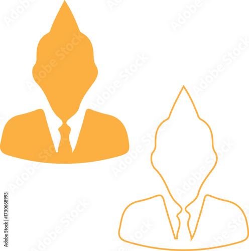 Business professional icons in orange tones depicting leadership and corporate structure with outlined version