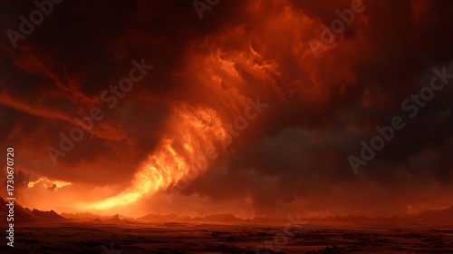 Fire tornado swirling in the desert, intense dramatic flames, high detail, realistic firestorm background2